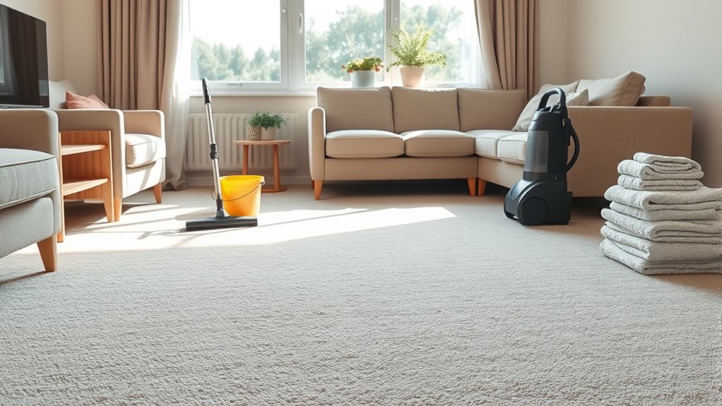 prepare carpet for shampooing
