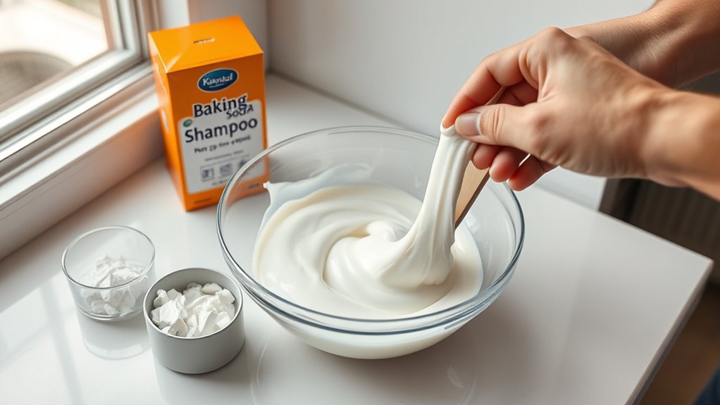 shampoo and baking soda slime